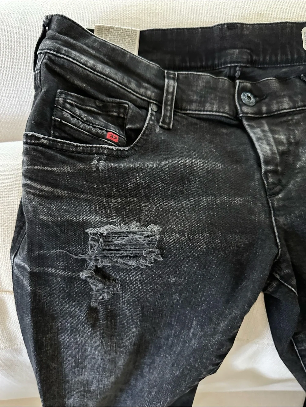 Diesel Black Distressed Skinny Jeans